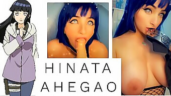 ใบหน้าที่มีความสุขของ Hinata ในระหว่างการมีเพศสัมพันธ์ทางปากที่เร่าร้อน