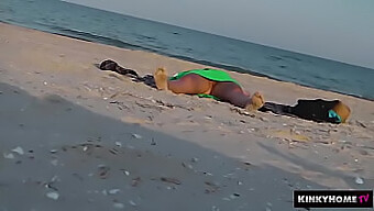 Hidden Camera Captures Nude Sunbathing Babe On Beach