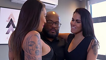 Interracial Threesome With Big Ass And Tits