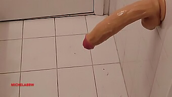 Self-Pleasure In Restroom Using Large Member