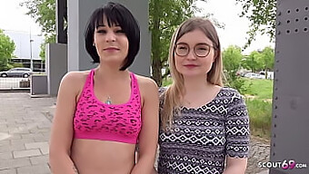 Two Slim German Teens Experience Their First Threesome With A Young Woman In Berlin.