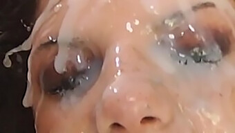 Group Facial Finish For Jessie In Intense Bukkake Session