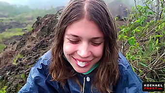 Daring Teen Gives A Blowjob On An Active Volcano In Bali - Pov