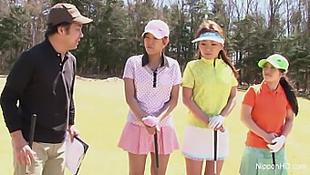 Amateur Asian Teen Girls Go Skinny-Dipping While Playing Golf