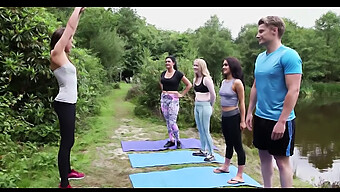 British Cfnm Session Leads To Outdoor Yoga And Visible Excitement