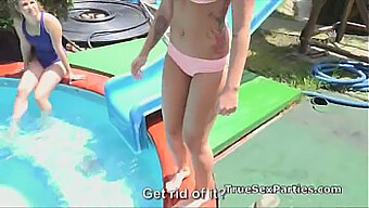 Group Sex With Bikini-Clad Teens By The Pool