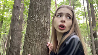 European Teen Gets Deepthroated And Face Fucked In The Woods